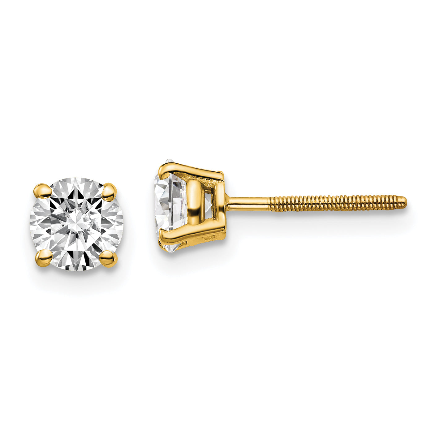 14ky 1.00ct. SI3 G-I Diamond Stud Thread on/off Post Earrings