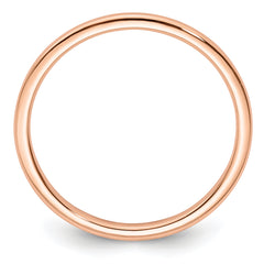 14K Rose Gold 1.2mm Half Round Polished Stackable Band Size 10
