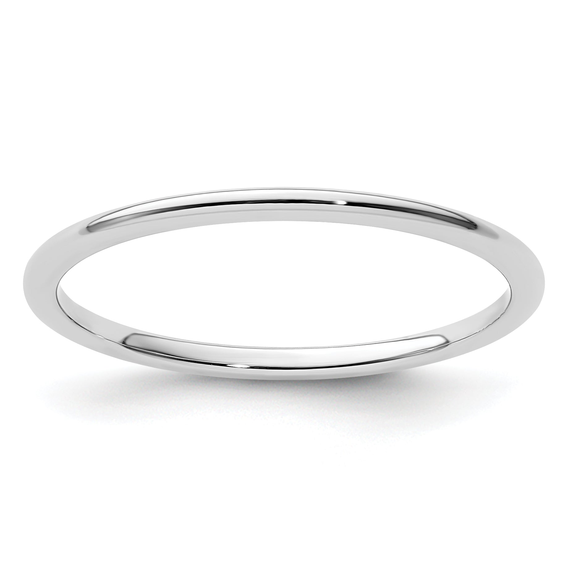 14K White Gold 1.2mm Half Round Polished Stackable Band Size 9.5