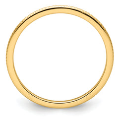 14K Yellow Gold 1.2mm Beaded Stackable Band Size 10