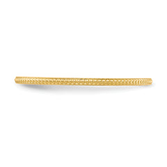 14K Yellow Gold 1.2mm Beaded Stackable Band Size 10