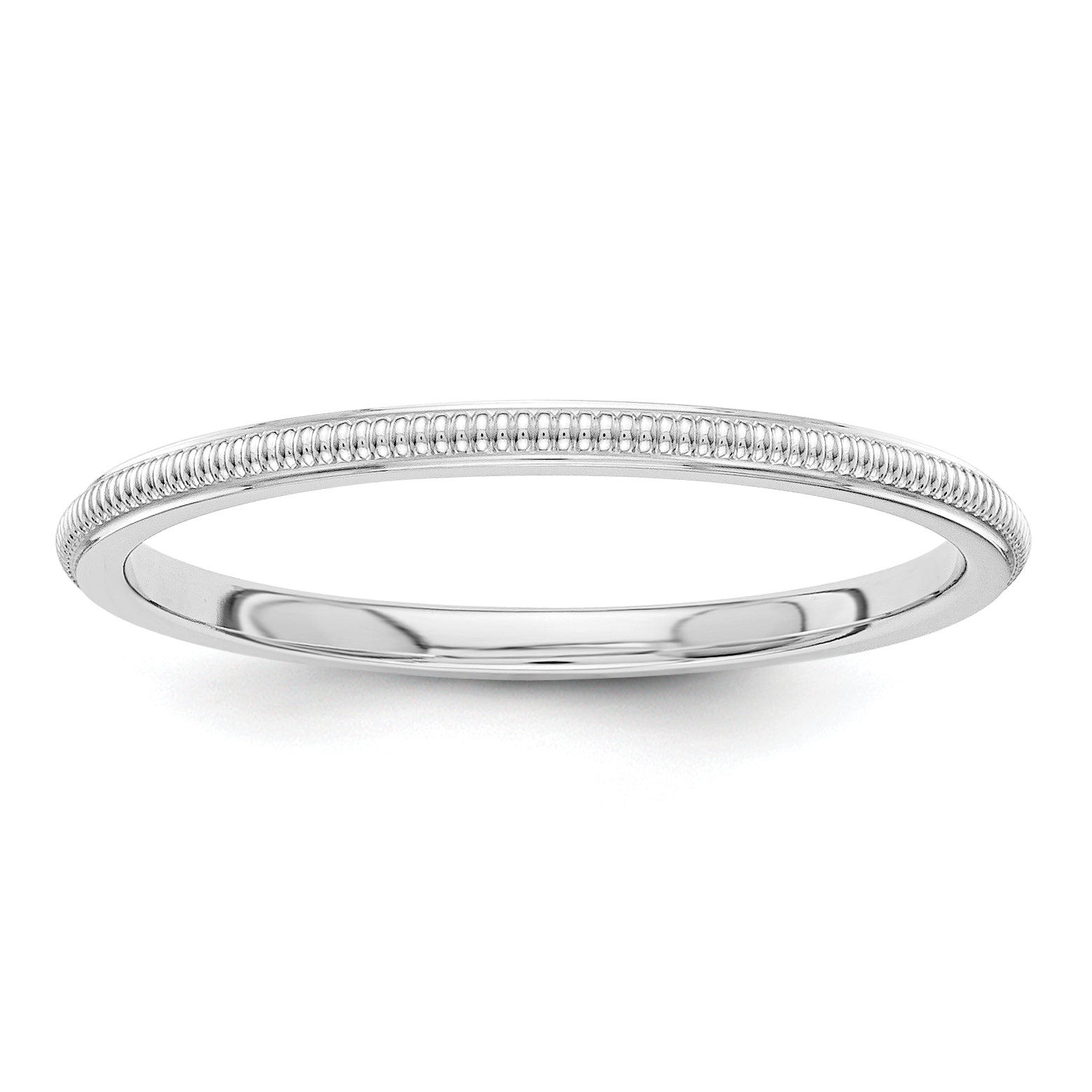 10k White Gold 1.5mm Milgrain Stackable Band Size 8