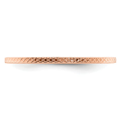 14K Rose Gold 1.2mm Criss-Cross Pattern Stackable Band Size 10