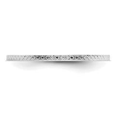 14K White Gold 1.2mm Criss-Cross Pattern Stackable Band Size 10