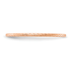 14K Rose Gold 1.2mm Twisted Wire Pattern Stackable Band Size 10