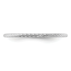 14K White Gold 1.2mm Twisted Wire Pattern Stackable Band Size 7.5