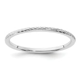 14K White Gold 1.2mm Twisted Wire Pattern Stackable Band Size 7.5