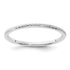 14K White Gold 1.2mm Twisted Wire Pattern Stackable Band Size 7.5