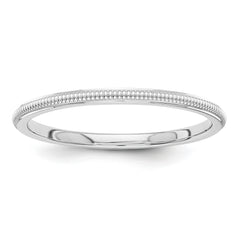 10k White Gold 1.5mm Milgrain Stackable Band Size 8