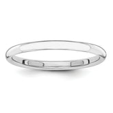 10K White Gold Polished 2mm Stackable Band Size 4