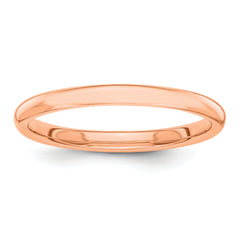 14k Rose Gold Polished 2mm Stackable Band Size 8