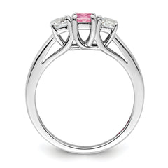 Survivor Collection Sterling Silver Rhodium-plated Clear and Pink Topaz Pamela Ring