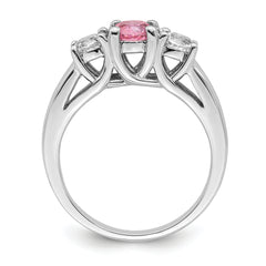 Survivor Collection Sterling Silver Rhodium-plated Clear and Pink Topaz Pamela Ring