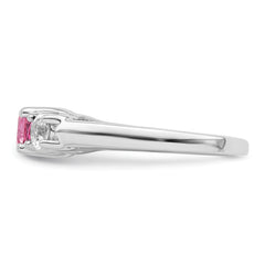 Survivor Collection Sterling Silver Rhodium-plated Clear and Pink Topaz Pamela Ring