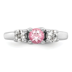 Survivor Collection Sterling Silver Rhodium-plated Clear and Pink Topaz Pamela Ring