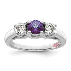 Survivor Collection Sterling Silver Rhodium-plated Clear and Purple Topaz Pamela Ring