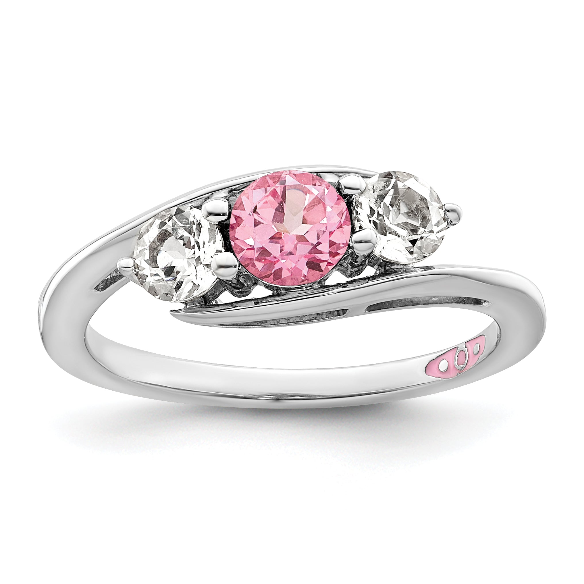 Survivor Collection Sterling Silver Rhodium-plated White and Pink Topaz Sue Ring