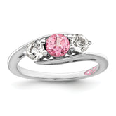 Survivor Collection Sterling Silver Rhodium-plated White and Pink Topaz Sue Ring