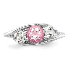 Survivor Collection Sterling Silver Rhodium-plated White and Pink Topaz Sue Ring