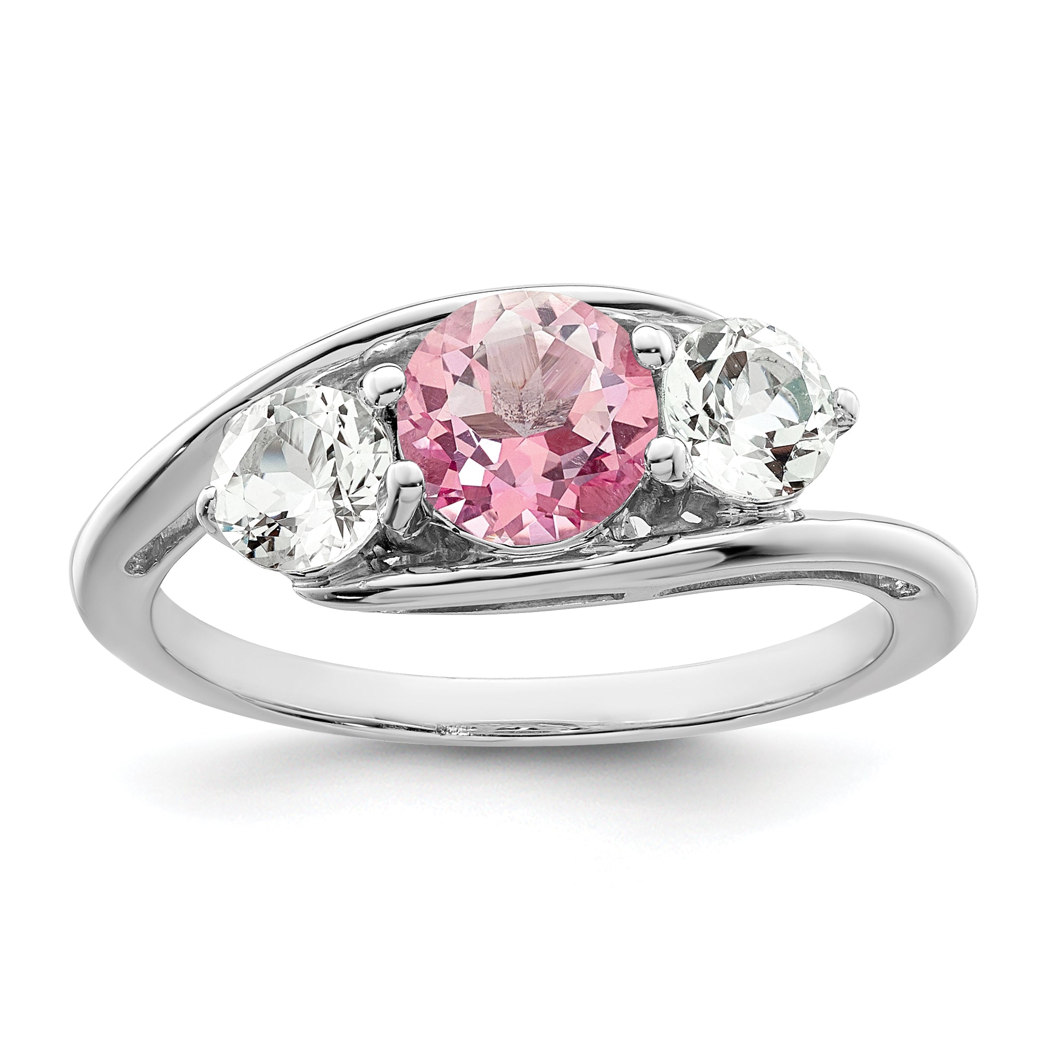 Survivor Collection Sterling Silver Rhodium-plated White and Pink Topaz Sue Ring