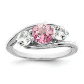 Survivor Collection Sterling Silver Rhodium-plated White and Pink Topaz Sue Ring