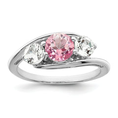 Survivor Collection Sterling Silver Rhodium-plated White and Pink Topaz Sue Ring