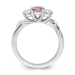 Survivor Collection Sterling Silver Rhodium-plated White and Pink Topaz Joanna Ring
