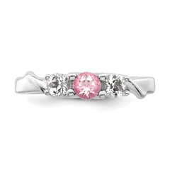 Survivor Collection Sterling Silver Rhodium-plated White and Pink Topaz Joanna Ring