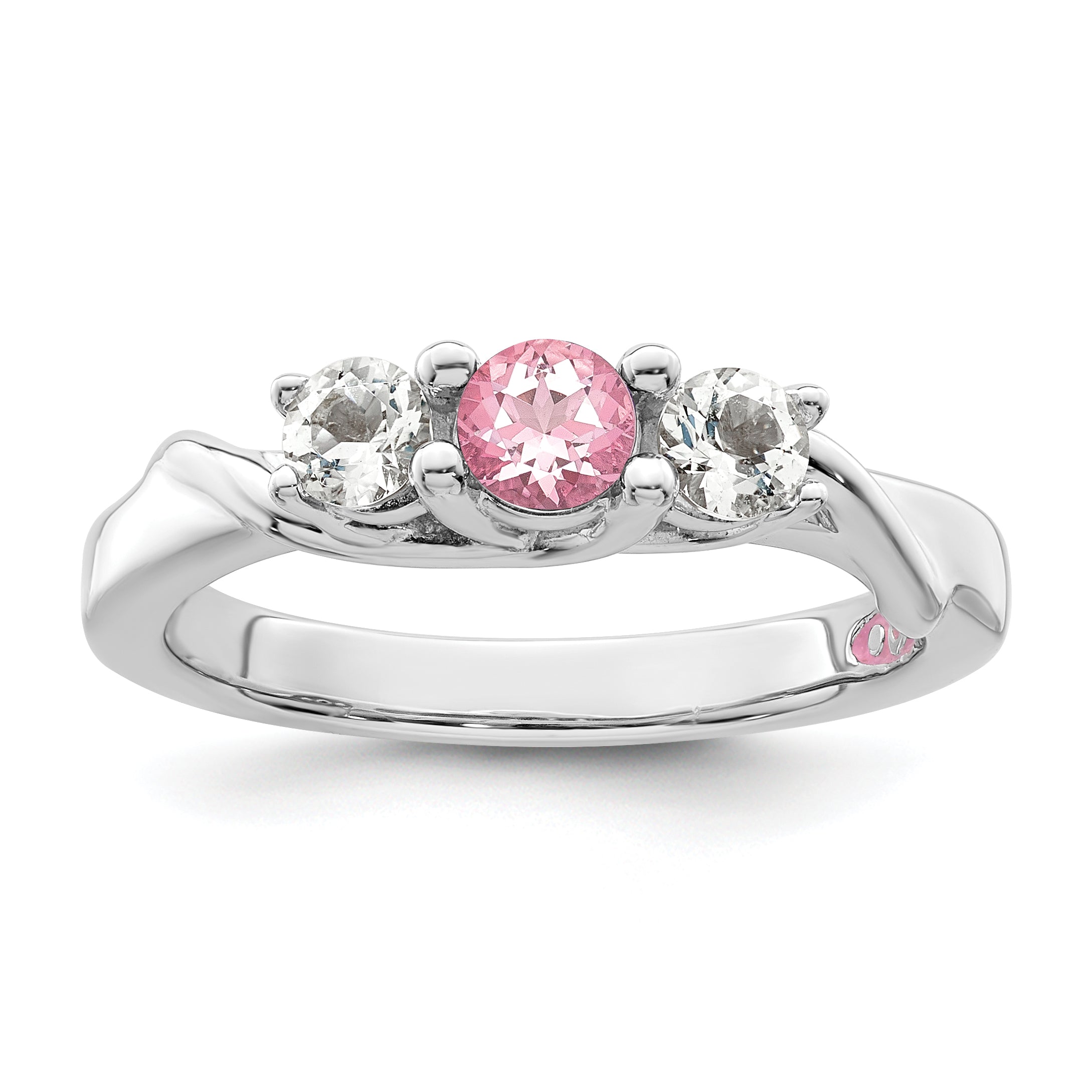 Survivor Collection Sterling Silver Rhodium-plated White and Pink Topaz Joanna Ring