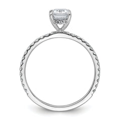 14k White Gold 1 3/8 carat Certified Lab Grown Diamond VS/SI+ G+ Emerald Complete Solitaire with Flair Engagement Ring