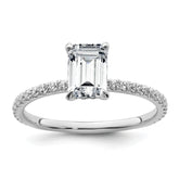 14k White Gold 1 3/8 carat Certified Lab Grown Diamond VS/SI+ G+ Emerald Complete Solitaire with Flair Engagement Ring