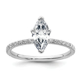 14k White Gold 1 3/8 carat Certified Lab Grown Diamond VS+ F+ Marquise Complete Solitaire with Flair Engagement Ring