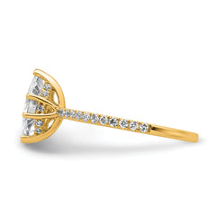 14k 1 3/8 carat Certified Lab Grown Diamond VS+ F+ Marquise Complete Solitaire with Flair Engagement Ring