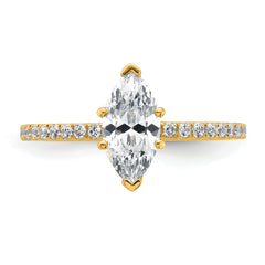 14k 1 3/8 carat Certified Lab Grown Diamond VS/SI+ G+ Marquise Complete Solitaire with Flair Engagement Ring