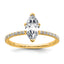 14k 1 3/8 carat Certified Lab Grown Diamond VS+ F+ Marquise Complete Solitaire with Flair Engagement Ring