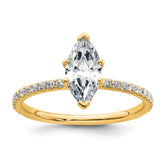 14k 1 3/8 carat Certified Lab Grown Diamond VS/SI+ G+ Marquise Complete Solitaire with Flair Engagement Ring