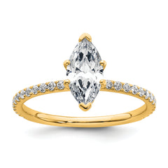 14k 1 3/8 carat Certified Lab Grown Diamond VS/SI+ G+ Marquise Complete Solitaire with Flair Engagement Ring