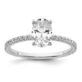 14k White Gold 1 1/3 carat Certified Lab Grown Diamond VS+ F+ Oval Complete Solitaire with Flair Engagement Ring