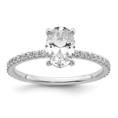 14k White Gold 1 1/3 carat Certified Lab Grown Diamond VS+ F+ Oval Complete Solitaire with Flair Engagement Ring