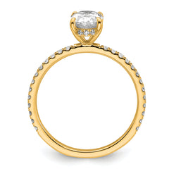 14k 1 1/3 carat Certified Lab Grown Diamond VS+ F+ Oval Complete Solitaire with Flair Engagement Ring