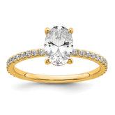14k 1 1/3 carat Certified Lab Grown Diamond VS/SI+ G+ Oval Complete Solitaire with Flair Engagement Ring