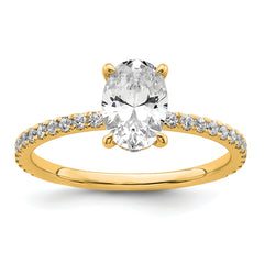 14k 1 1/3 carat Certified Lab Grown Diamond VS+ F+ Oval Complete Solitaire with Flair Engagement Ring