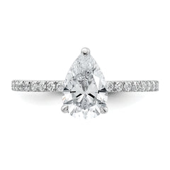 14k White Gold 1 3/8 carat Certified Lab Grown Diamond VS/SI+ G+ Pear Complete Solitaire with Flair Engagement Ring