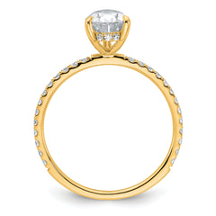 14k 1 3/8 carat Certified Lab Grown Diamond VS/SI+ G+ Pear Complete Solitaire with Flair Engagement Ring