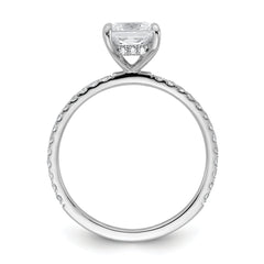 14k White Gold 1 3/8 carat Certified Lab Grown Diamond VS/SI+ G+ Princess Complete Solitaire with Flair Engagement Ring