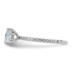 14k White Gold 1 3/8 carat Certified Lab Grown Diamond VS+ F+ Princess Complete Solitaire with Flair Engagement Ring