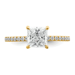 14k 1 3/8 carat Certified Lab Grown Diamond VS/SI+ G+ Princess Complete Solitaire with Flair Engagement Ring