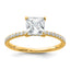 14k 1 3/8 carat Certified Lab Grown Diamond VS+ F+ Princess Complete Solitaire with Flair Engagement Ring