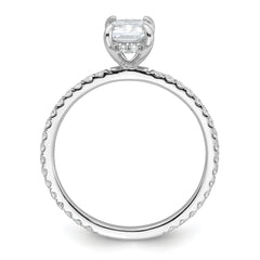 14k White Gold 1 1/3 carat Certified Lab Grown Diamond VS+ F+ Radiant Complete Solitaire with Flair Engagement Ring