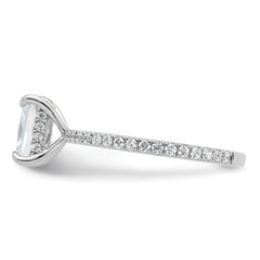 14k White Gold 1 1/3 carat Certified Lab Grown Diamond VS+ F+ Radiant Complete Solitaire with Flair Engagement Ring